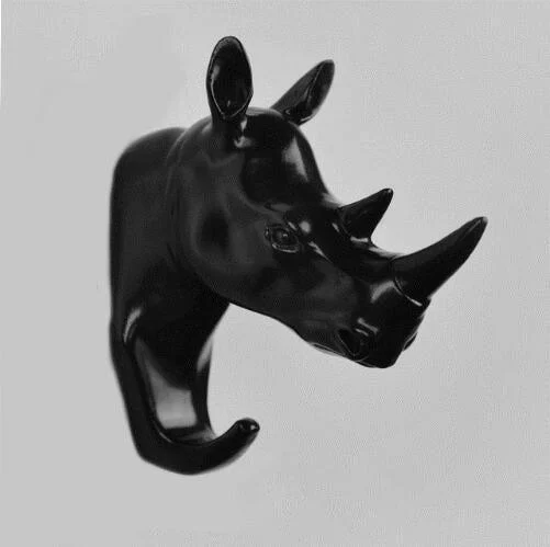 Animal Hook Decoration Wall Storage Rhinoceros Simulation Wall Hanging -Bathlova