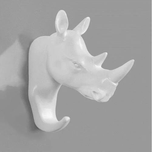 Animal Hook Decoration Wall Storage Rhinoceros Simulation Wall Hanging -Bathlova