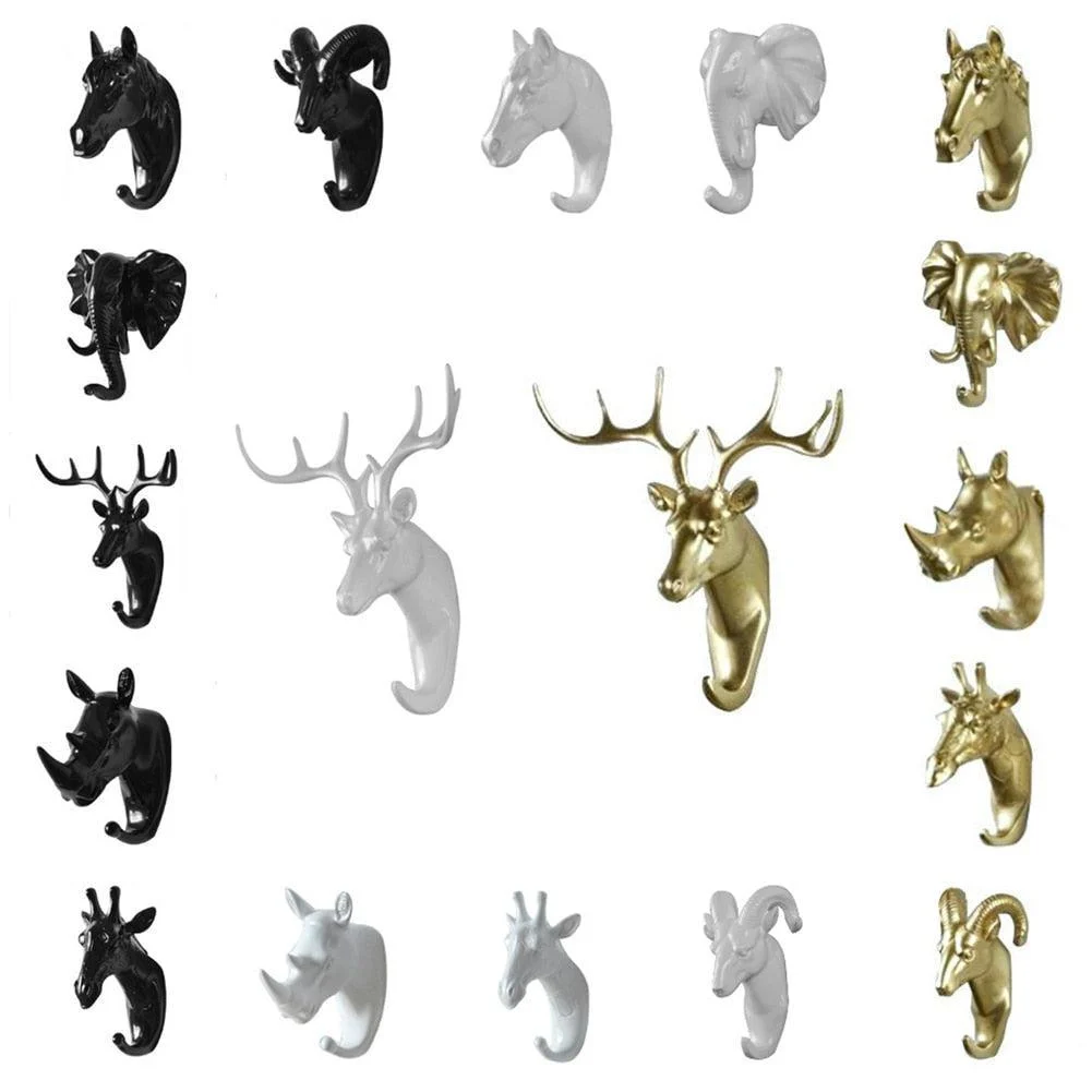 Animal Hook Decoration Wall Storage Rhinoceros Simulation Wall Hanging -Bathlova