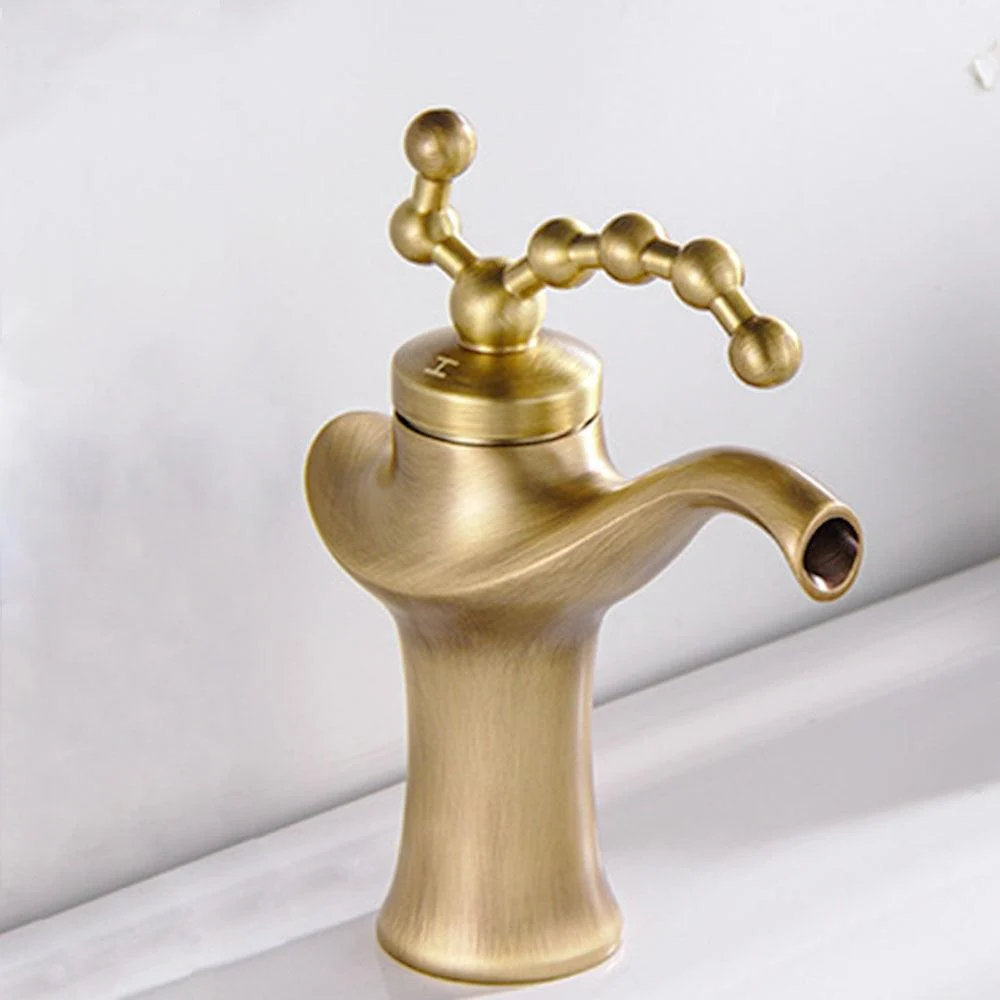 Antique Bathroom Low Basin Tap Brass Retro Lamp Tap -Bathlova