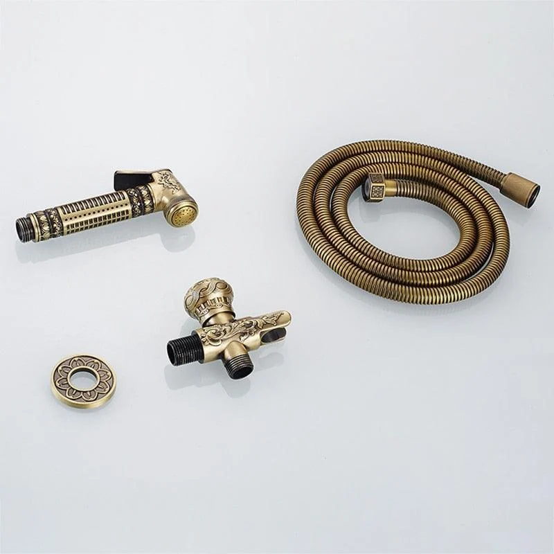 Antique Brass Bathroom Bidet Tap Sprayer Bidet Kit with Hose -Bathlova