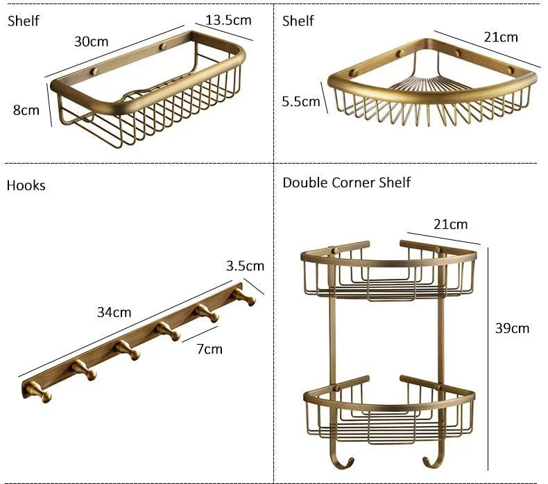 Antique Brass Bathroom Hardware Set -Bathlova