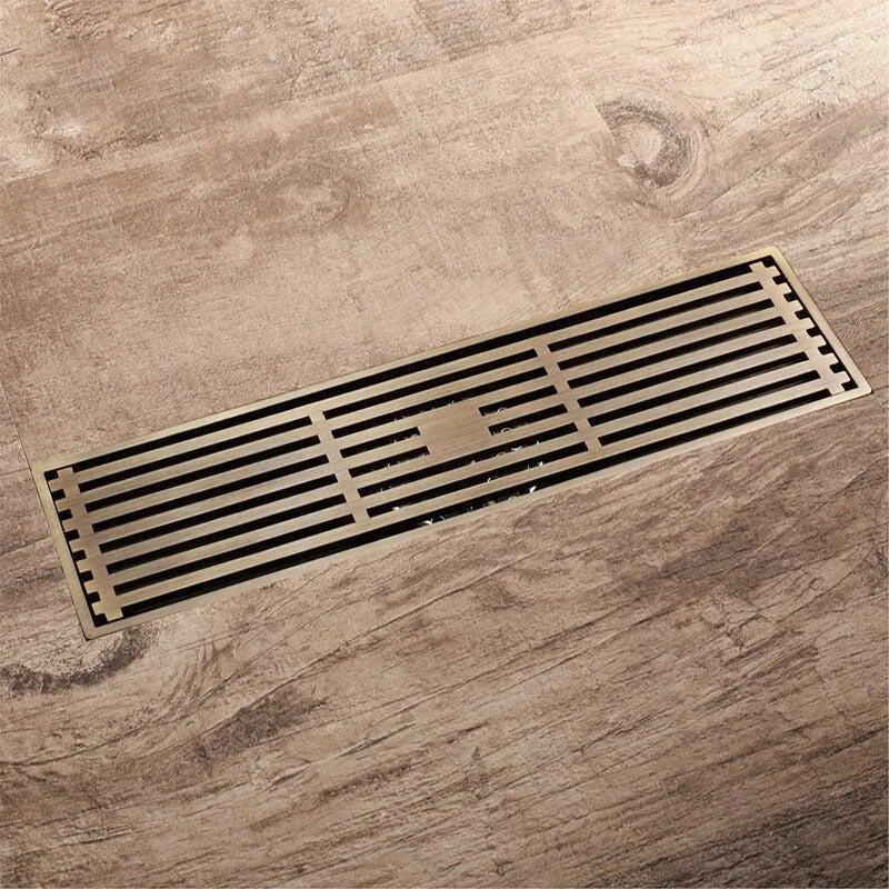 Antique Brass Bathroom Linear Shower Floor Drain -Bathlova