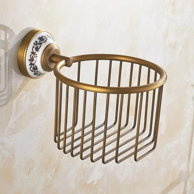 Antique Brass Brushed Bathroom Accessories Set Towel Bar Paper Holder -Bathlova