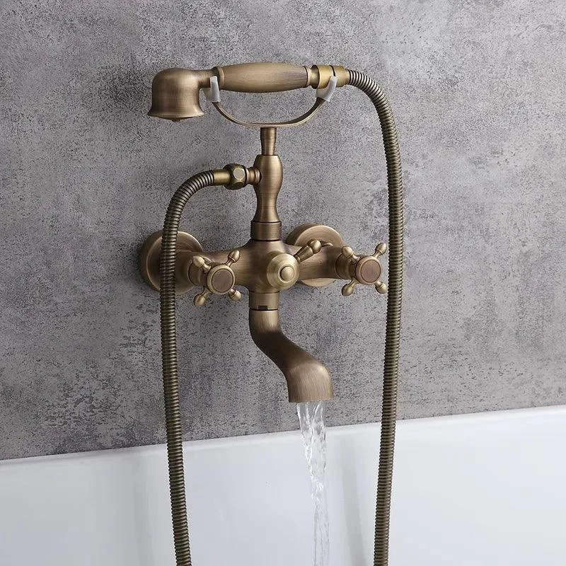 Antique Brass Clawfoot Filler - with Hand Shower -Bathlova