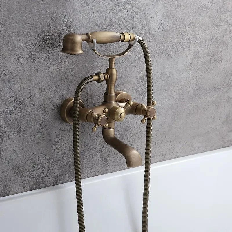 Antique Brass Clawfoot Filler - with Hand Shower -Bathlova