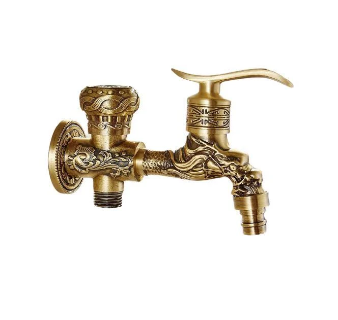 Antique Brass Finish Wall Mount Washing Machine Water Tap Taps -Bathlova