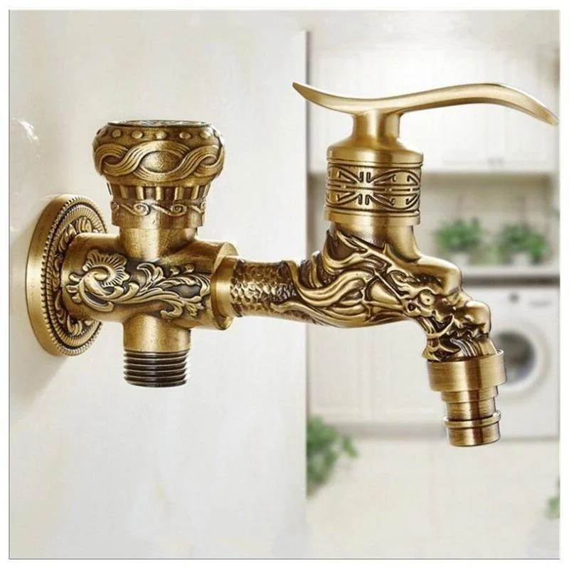 Antique Brass Finish Wall Mount Washing Machine Water Tap Taps -Bathlova