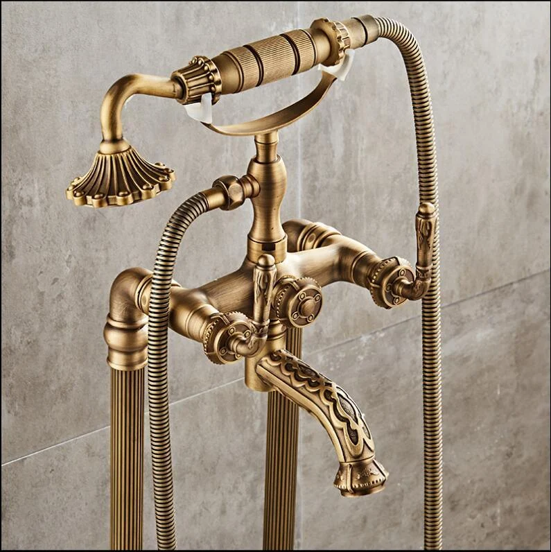 Antique Brass Freestanding Bathtub Tap -Bathlova