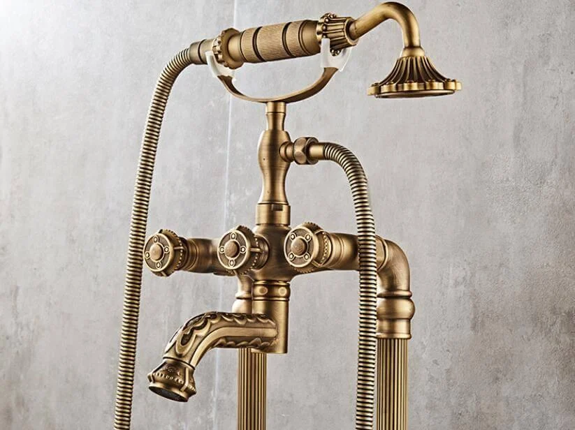 Antique Brass Freestanding Bathtub Tap -Bathlova