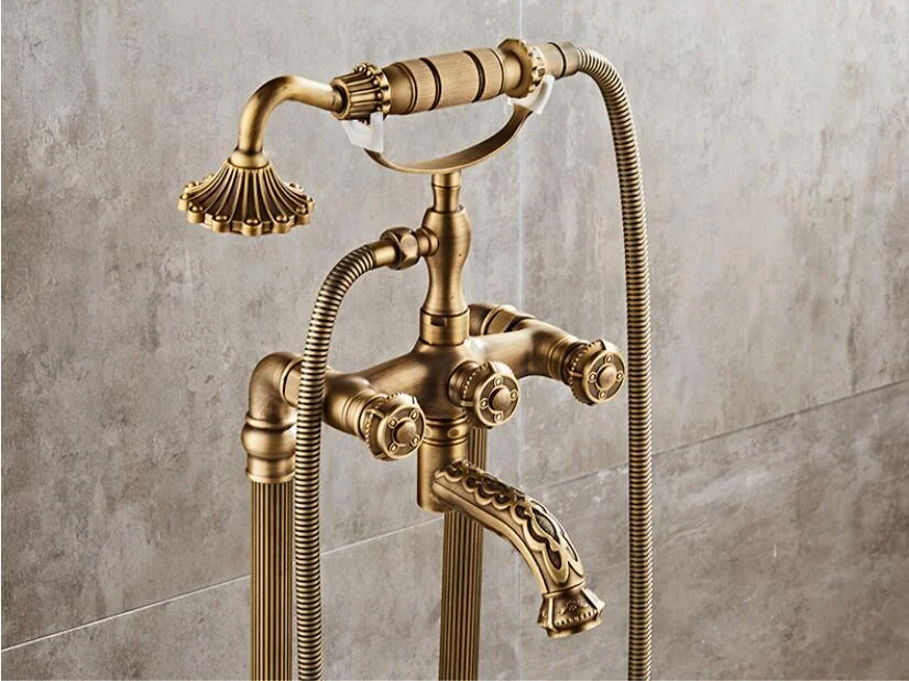 Antique Brass Freestanding Bathtub Tap -Bathlova