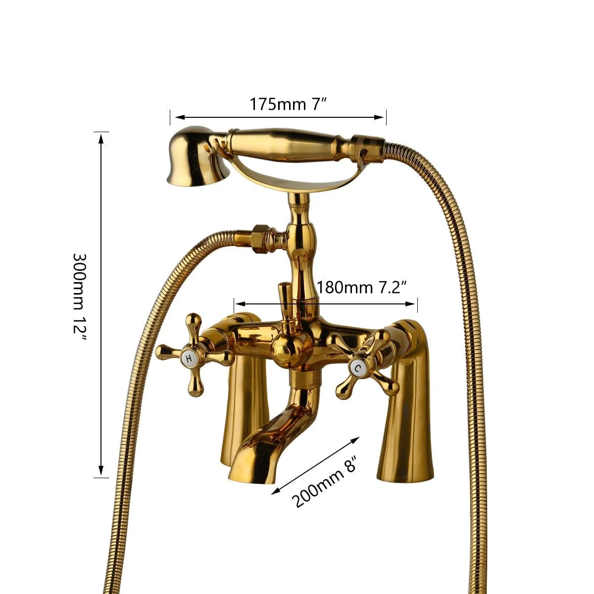 Antique Brass Golden Bathtub Shower Taps Set Dual Knobs Mixer Tap -Bathlova