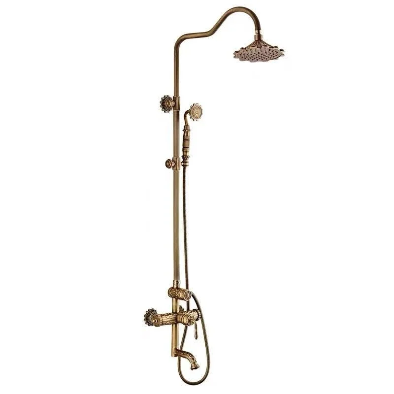 Antique Brass Shower Head Shower System with Handheld Shower -Bathlova