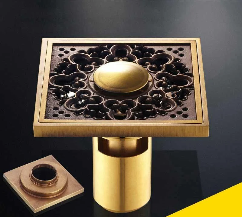 Antique Brass Unique Style Bathroom Shower Drain -Bathlova