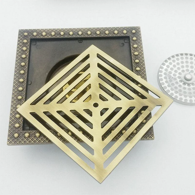 Antique Brushed Floor Drain Bathroom Kitchen Shower Square Floor Drain -Bathlova