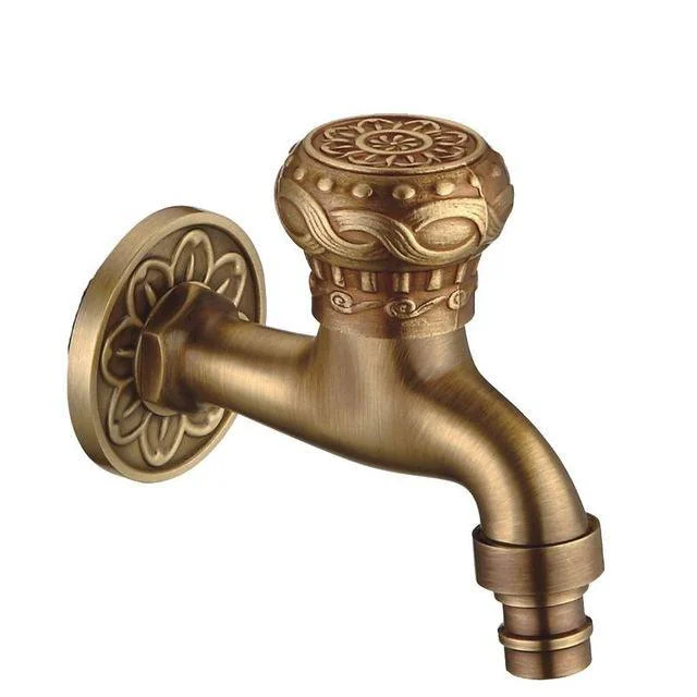 Antique Carved Bibcock Brass Tap Outdoor Taps for Washing Machine -Bathlova