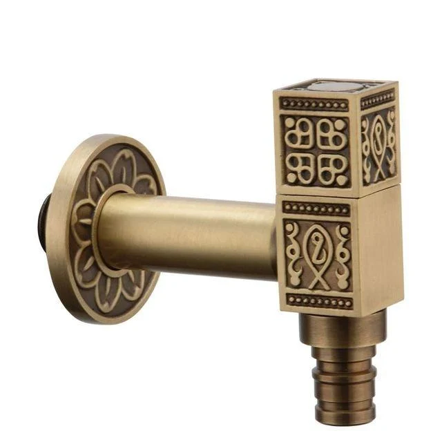 Antique Carved Bibcock Brass Tap Outdoor Taps for Washing Machine -Bathlova