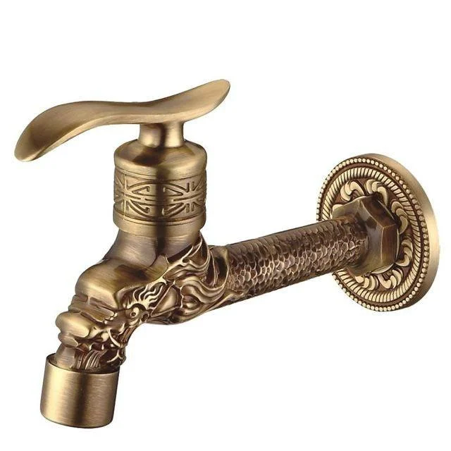 Antique Carved Bibcock Brass Tap Outdoor Taps for Washing Machine -Bathlova