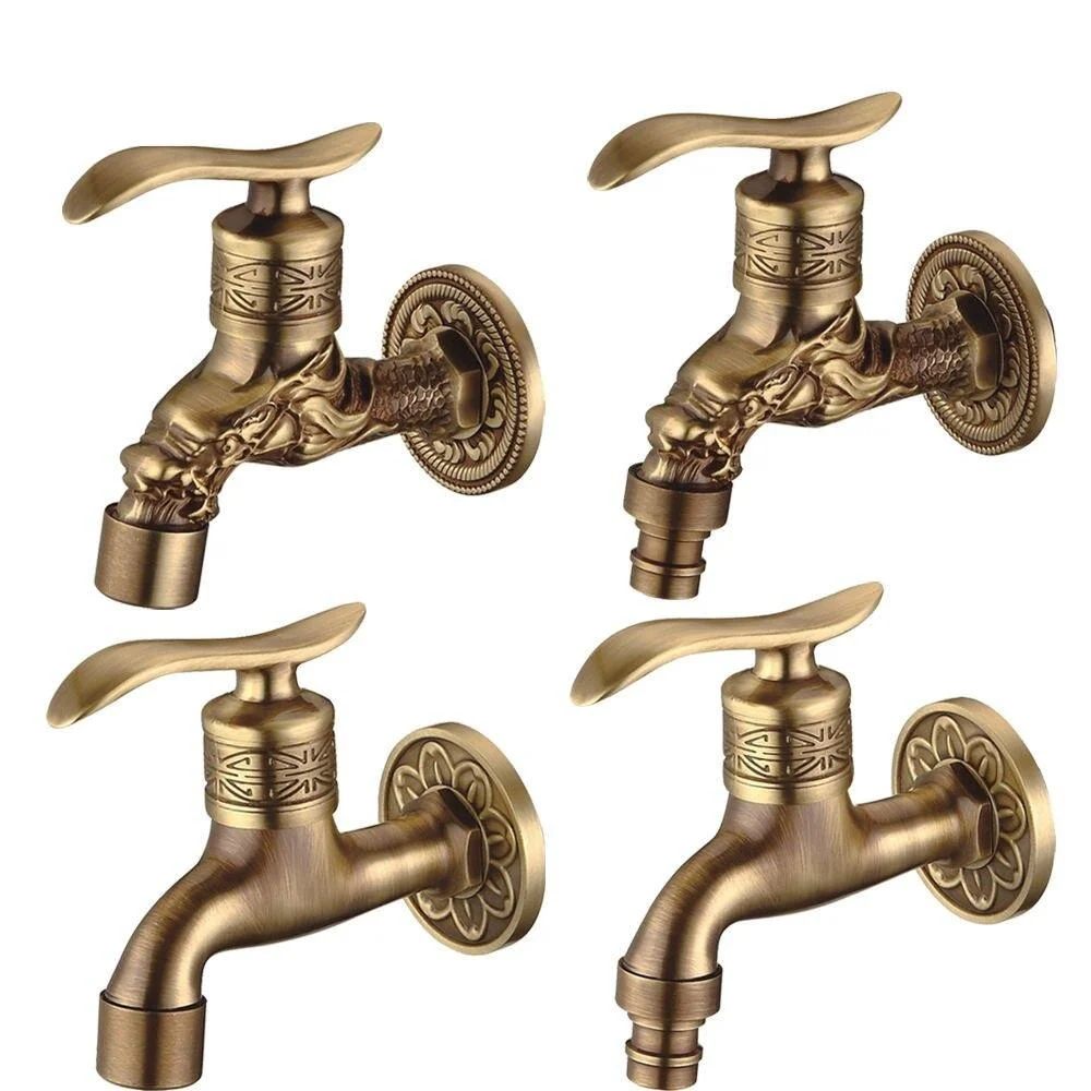 Antique Carved Bibcock Brass Tap Outdoor Taps for Washing Machine -Bathlova