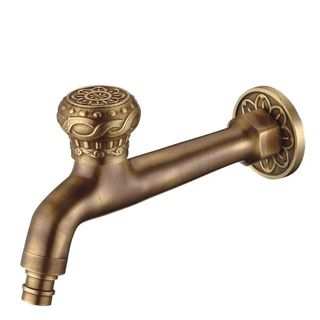 Antique Carved Bibcock Brass Tap Outdoor Taps for Washing Machine -Bathlova