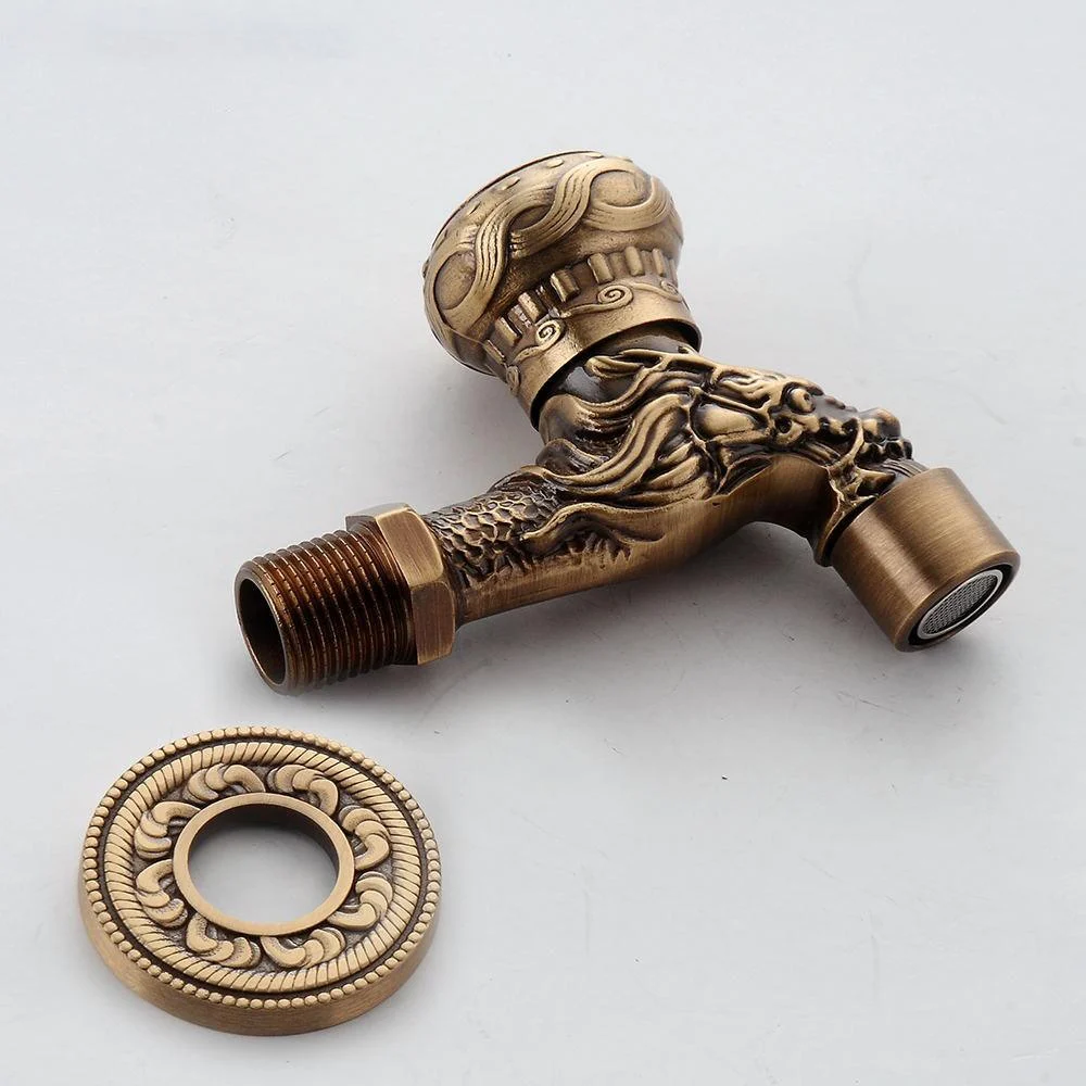 Antique Carved Bibcock Brass Tap Outdoor Taps for Washing Machine -Bathlova