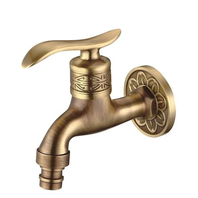 Antique Carved Bibcock Brass Tap Outdoor Taps for Washing Machine -Bathlova