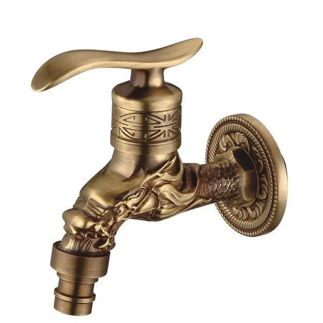 Antique Carved Bibcock Brass Tap Outdoor Taps for Washing Machine -Bathlova