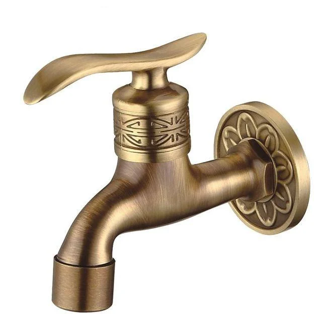 Antique Carved Bibcock Brass Tap Outdoor Taps for Washing Machine -Bathlova