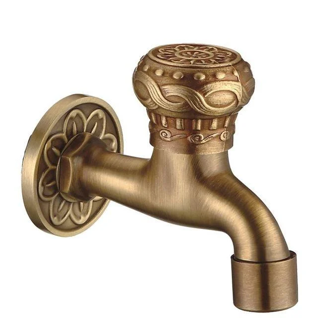 Antique Carved Bibcock Brass Tap Outdoor Taps for Washing Machine -Bathlova