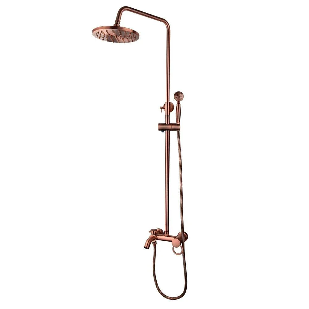 Antique Copper Shower Set Rainfall Shower Head Bath Shower Mixer Set -Bathlova