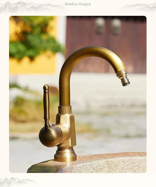 Antique Copper Single Cold Water Tap European Outdoor Tap -Bathlova