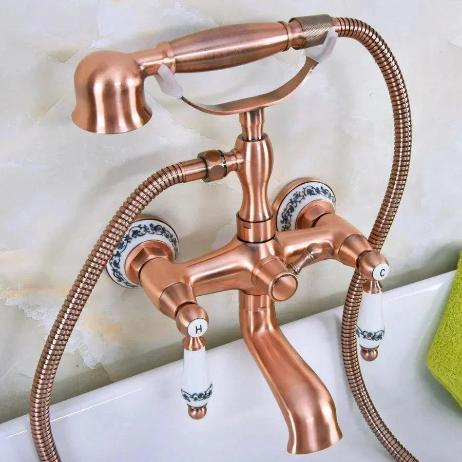 Antique Red Copper Brass Wall Mounted Bathroom Tub Tap Mixer Tap -Bathlova