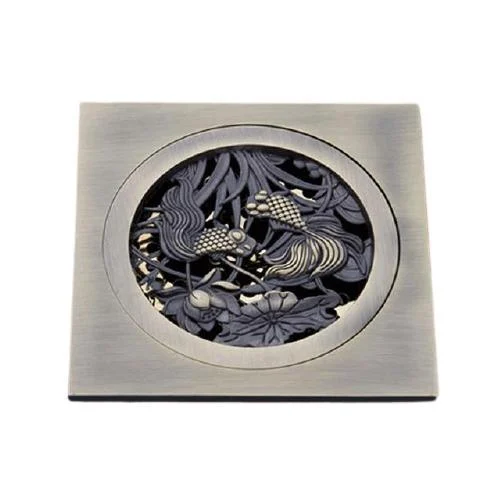 Artistic Fish Carved Bathroom Floor Drain -Bathlova