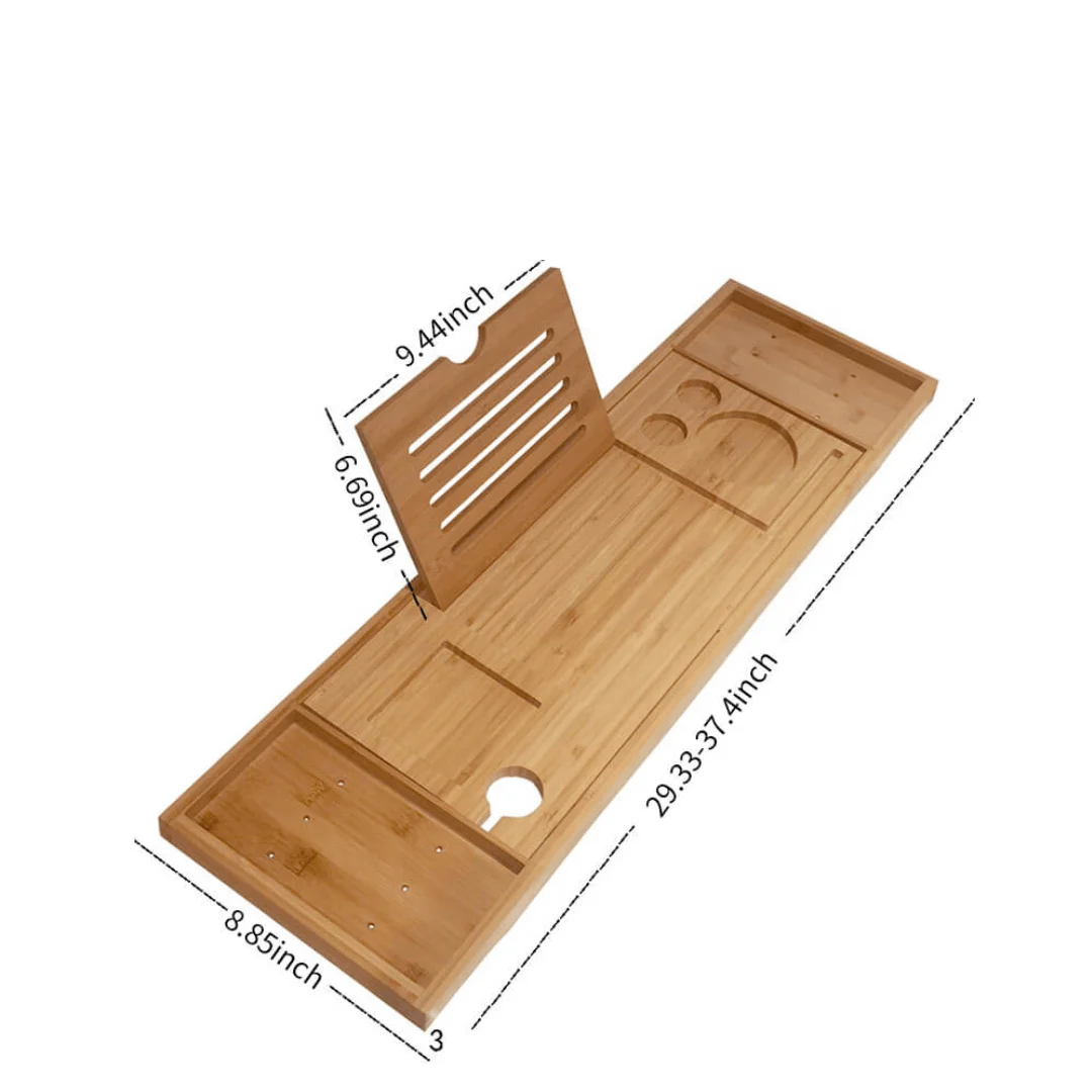 Bamboo Extendable Bathtub Caddy Tray -Bathlova