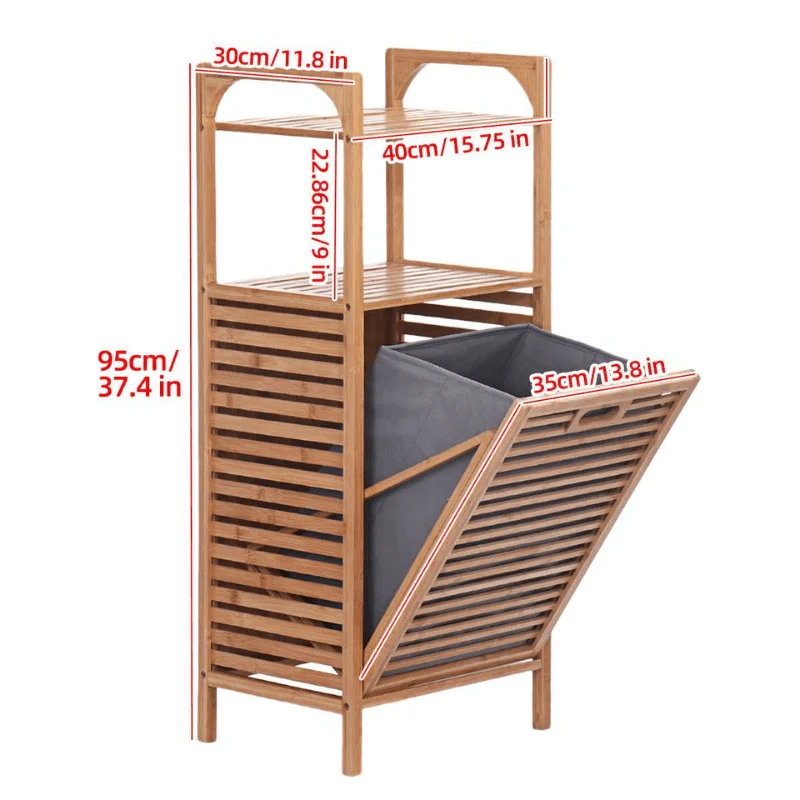 Bamboo Laundry Storage Pull Rack -Bathlova