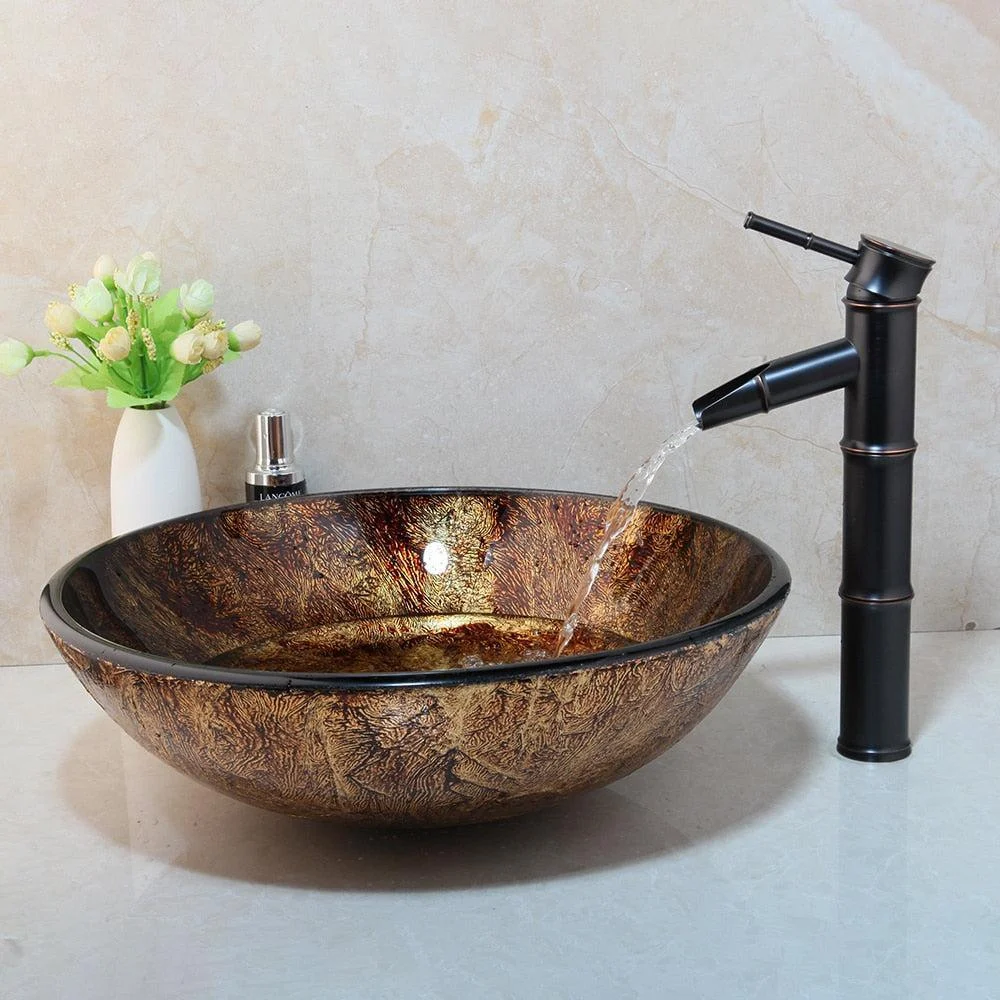 Bamboo Waterfall Mixer Tap Tap Vessel Sink Tap Glass Set Basin -Bathlova