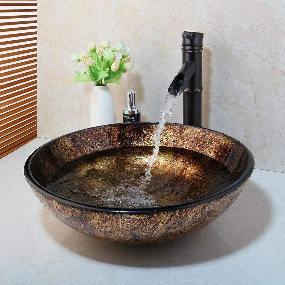 Bamboo Waterfall Mixer Tap Tap Vessel Sink Tap Glass Set Basin -Bathlova