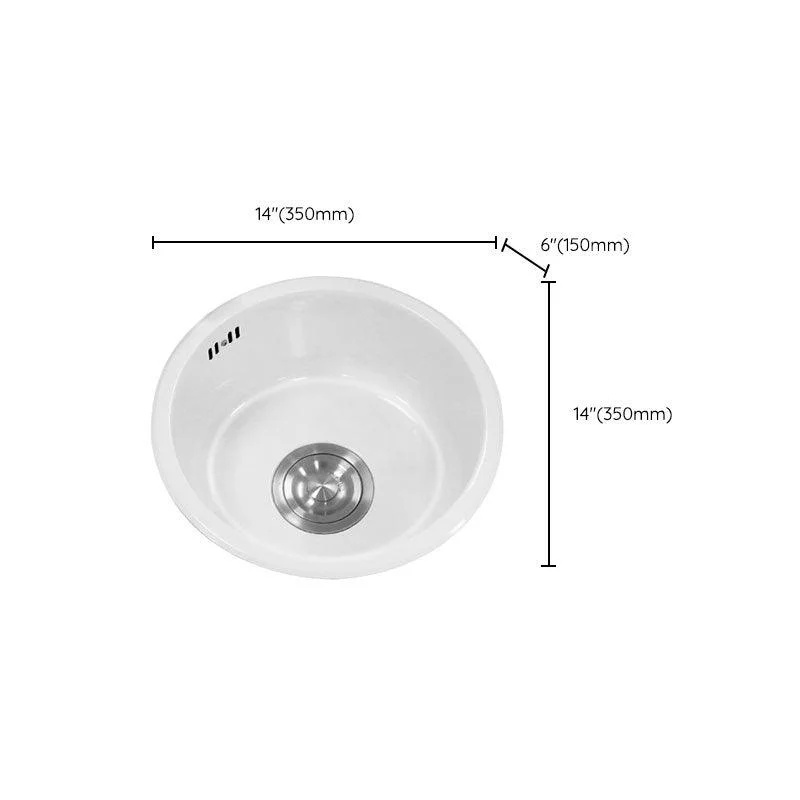 Basic Bar Sink Stainless Steel Round White Kitchen Sink with Tap -Bathlova