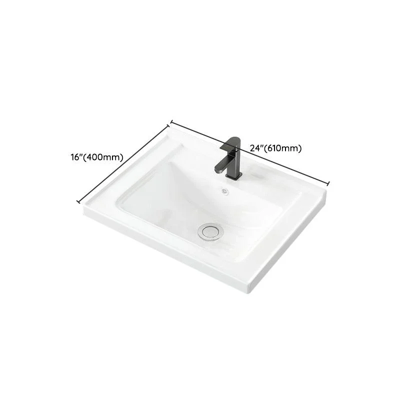 Basic Bathroom Sink Overflow Hole White Vessel Lavatory Sink (Not Included Tap) -Bathlova