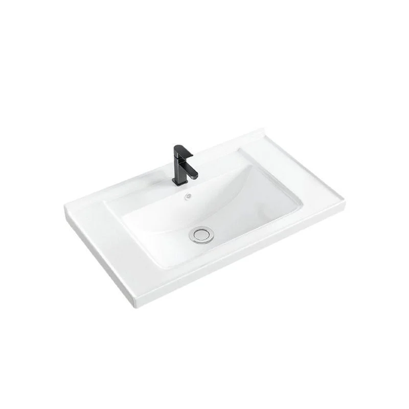 Basic Bathroom Sink Overflow Hole White Vessel Lavatory Sink (Not Included Tap) -Bathlova