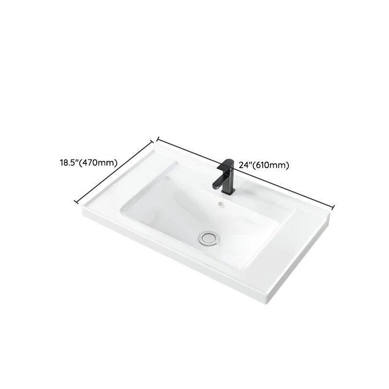 Basic Bathroom Sink Overflow Hole White Vessel Lavatory Sink (Not Included Tap) -Bathlova