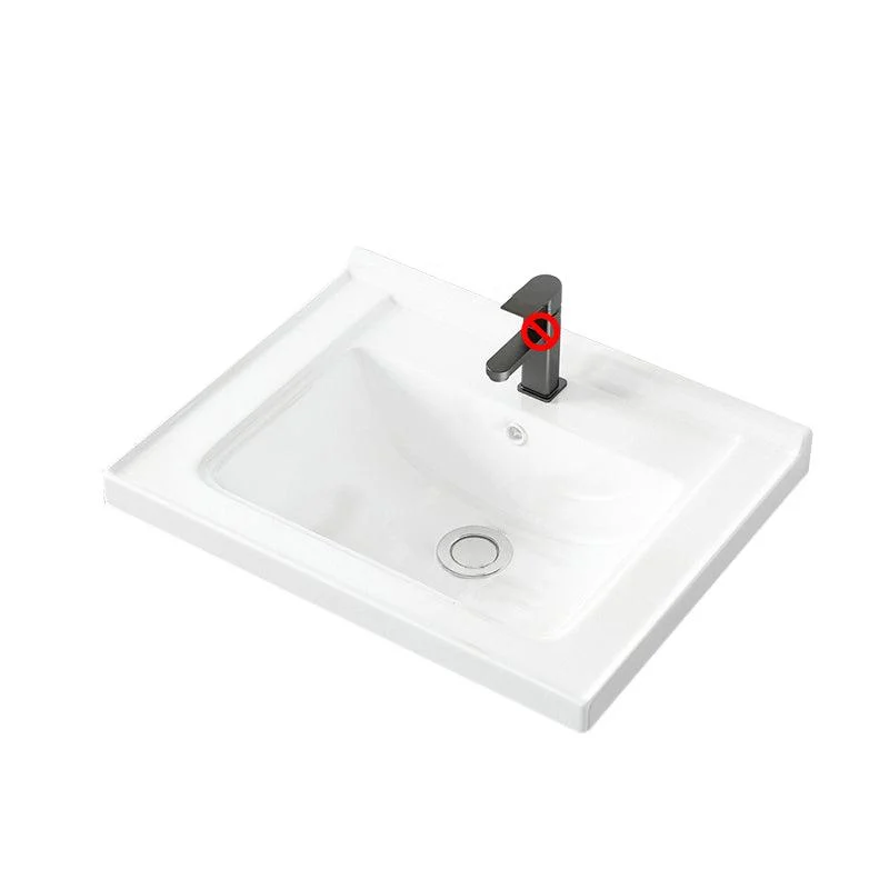 Basic Bathroom Sink Overflow Hole White Vessel Lavatory Sink (Not Included Tap) -Bathlova