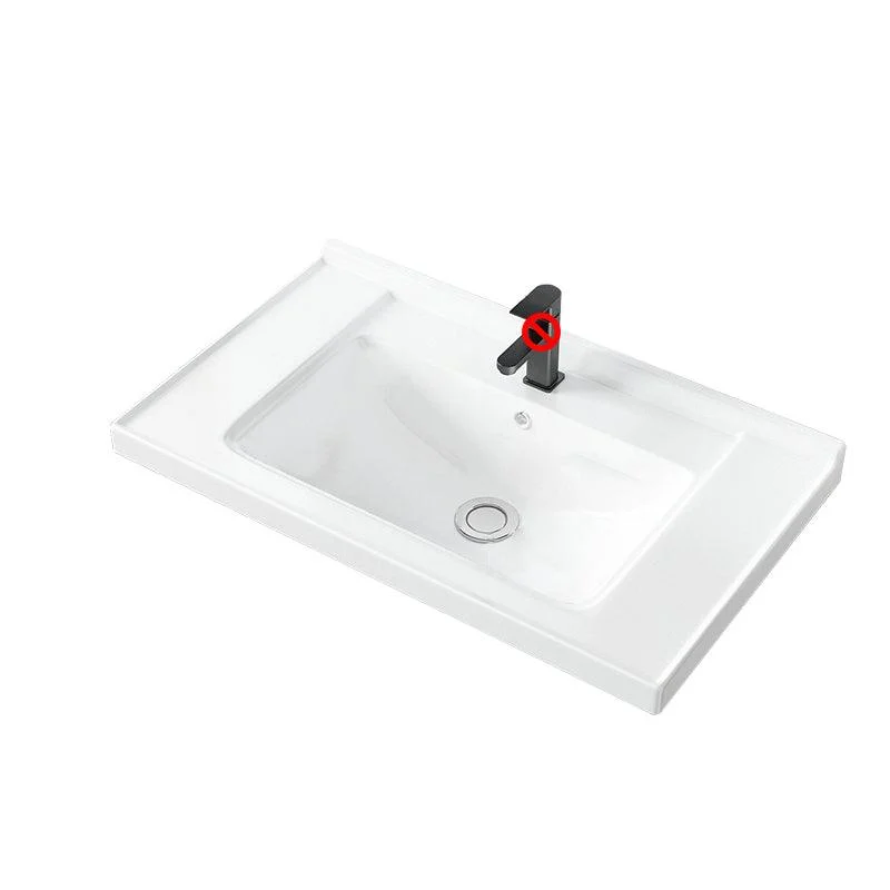 Basic Bathroom Sink Overflow Hole White Vessel Lavatory Sink (Not Included Tap) -Bathlova