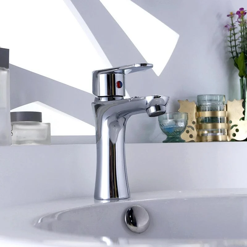 Basic Metal Sink Tap Silver Bathroom Tap with Lever Handle -Bathlova