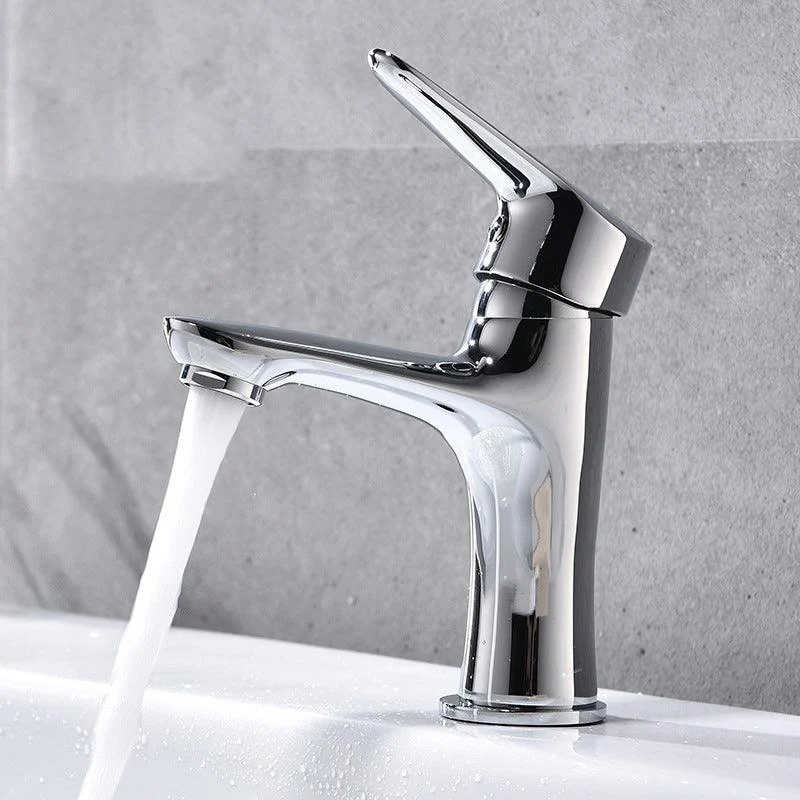 Basic Metal Sink Tap Silver Bathroom Tap with Lever Handle -Bathlova