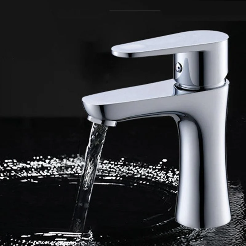 Basic Metal Sink Tap Silver Bathroom Tap with Lever Handle -Bathlova