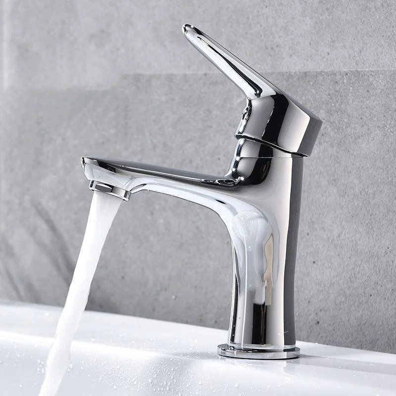 Basic Metal Sink Tap Silver Bathroom Tap with Lever Handle -Bathlova