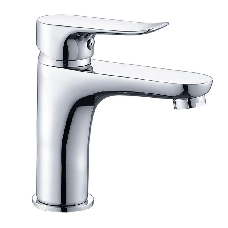 Basic Metal Sink Tap Silver Bathroom Tap with Lever Handle -Bathlova