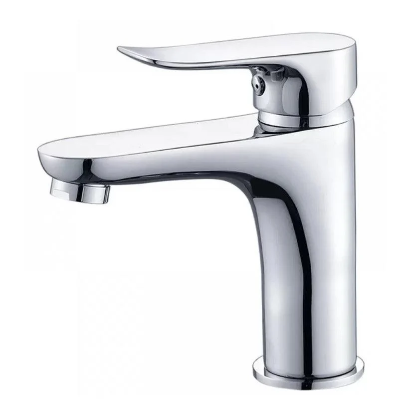 Basic Metal Sink Tap Silver Bathroom Tap with Lever Handle -Bathlova