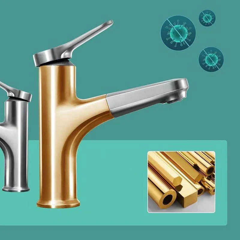 Basic Sink Tap Brass Tap Silver Centerset Lavatory Tap -Bathlova